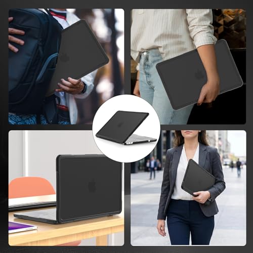 MOSISO Compatible with MacBook Neo Case 13 inch 2026 A3404 A18 Pro Chip | Anti-Crack Cover Protective Hard Shell Case with Shock-Absorbing TPU Bumper, Black - color: Black