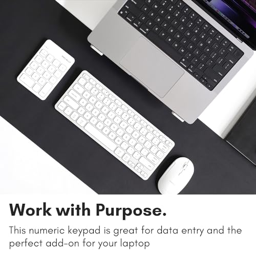 Macally Bluetooth Number Pad for Laptop, Apple, Mac, iMac, MacBook Pro/Air, Ipad, Windows PC, Tablet, or Computer - Rechargeable 18 Key Wireless Numeric Keypad - Bluetooth 10 Key Numpad Keyboard