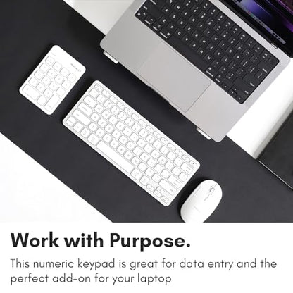Macally Bluetooth Number Pad for Laptop, Apple, Mac, iMac, MacBook Pro/Air, Ipad, Windows PC, Tablet, or Computer - Rechargeable 18 Key Wireless Numeric Keypad - Bluetooth 10 Key Numpad Keyboard