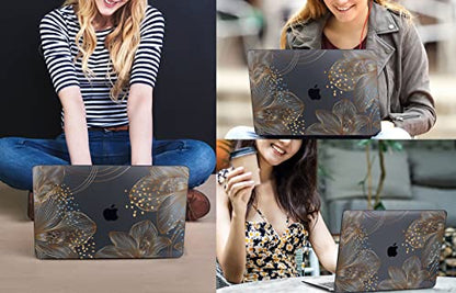 CISSOOK Compatible with MacBook Air 13.6 inch Case A3449 A3240 A3113 A2681 | 2026 2025 2024 2023 2022, 5in1 Set Hard Shell Case Keyboard Cover for MacBook Air 13 inch M2 M3 M4 M5, Gorgeous Flower - color: Air13.6inch-Gorgeous Gold Flower