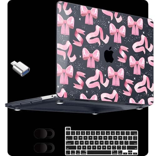 MEEgoodo for M2 MacBook Pro 13 inch Case 2022 2021 2020,Crystal Cover Fit Model A2338 M2/M1 A2251 A2289,Clear Case for 13.3-inch Laptop,Hard Shell for MacBook Pro M2, Satin Bow - color: Satin Bow