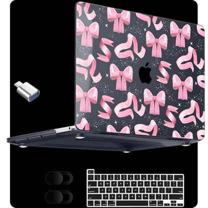 MEEgoodo for M2 MacBook Pro 13 inch Case 2022 2021 2020,Crystal Cover Fit Model A2338 M2/M1 A2251 A2289,Clear Case for 13.3-inch Laptop,Hard Shell for MacBook Pro M2, Satin Bow - color: Satin Bow