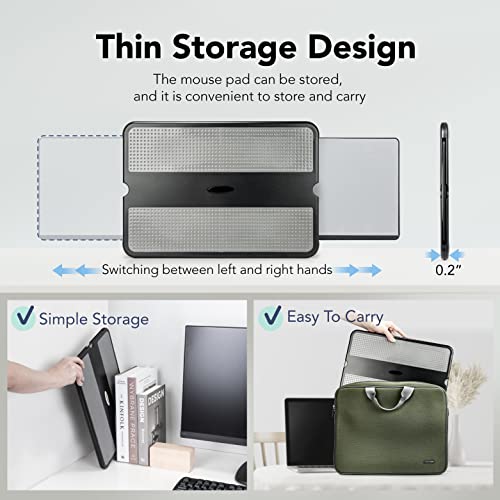 EHO Laptop Lap Pad - Laptop Stand Pad w Retractable Mouse Pad Tray, Anti-Slip Heat Shield Tablet Notebook Computer Stand Table w/Sturdy Stable Cooler Work Surface for Bed Sofa Couch or Travel
