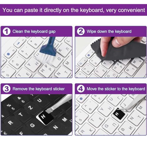 Replacement English Keyboard Letter Stickers, Universal English Keyboard Stickers with Black Background and White Lettering for PC Computer Laptop Desktop(3PCS,English)