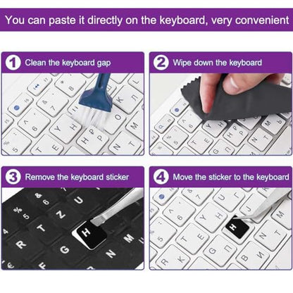 Replacement English Keyboard Letter Stickers, Universal English Keyboard Stickers with Black Background and White Lettering for PC Computer Laptop Desktop(3PCS,English)