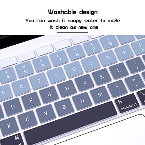 HRH English US Keyboard Cover Skin for MacBook Air 13 A2337 2020 | M1 Chip Processor with Touch ID,Precise Fit,Dust Proof,Waterproof,Durable,Smooth Touch,Keyboard Accessories,Ombre Grey - color: Ombre gray