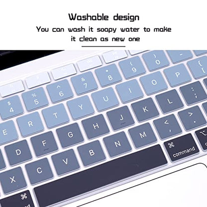 HRH English US Keyboard Cover Skin for MacBook Air 13 A2337 2020 | M1 Chip Processor with Touch ID,Precise Fit,Dust Proof,Waterproof,Durable,Smooth Touch,Keyboard Accessories,Ombre Grey - color: Ombre gray