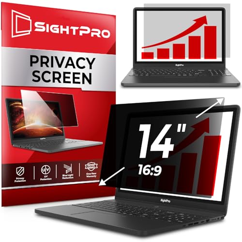 SightPro 14 Inch 16:9 Laptop Privacy Screen Filter - Privacy Shield and Anti-Glare Protector (Not Magnetic) - size: 14 Inch 16:9