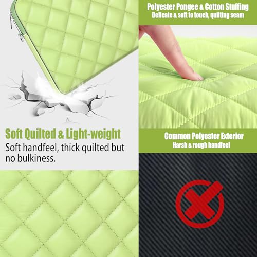 Puffy Quilted Laptop Sleeve with a Removable Shoulder Strap Compatible with MacBook Air 15 inch M2 A2941 2023/Pro 15 A1990 A1707, 15 Surface Laptop 5/4/3, Compatible with Dell XPS 15 - color: Sleeve - Green, size: 15 inch