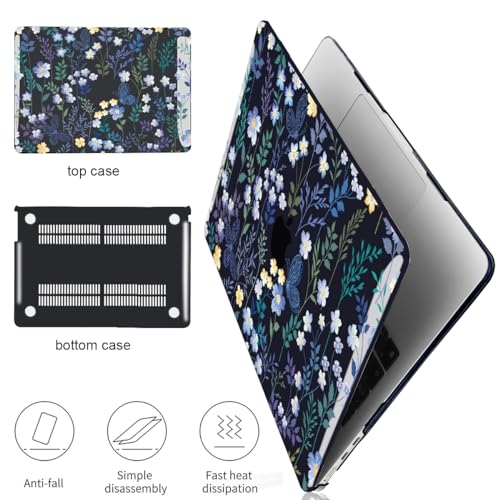 Compatible with MacBook Air 13 inch Case M5 A3449 2026 2025 2024 2023 2022 M4 A3240 M3 A3113 M2 A268, Pattern Plastic Hard Shell Cover for MacBook Air 13.6 inch Case 2026, Wild Flowers Black - color: Meadow Wildflower Black