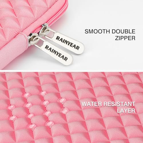 RAINYEAR 14 Inch Laptop Sleeve Shockproof Diamond Foam Padded Case, Pink | Protective Soft Fluffy Lining Carrying Bag Case Compatible with 14 inch Notebook Computer Chromebook Tablet Ultrabook - color: Pink, size: 14"