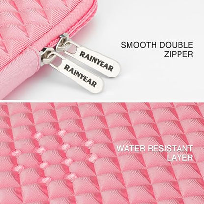 RAINYEAR 14 Inch Laptop Sleeve Shockproof Diamond Foam Padded Case, Pink | Protective Soft Fluffy Lining Carrying Bag Case Compatible with 14 inch Notebook Computer Chromebook Tablet Ultrabook - color: Pink, size: 14"
