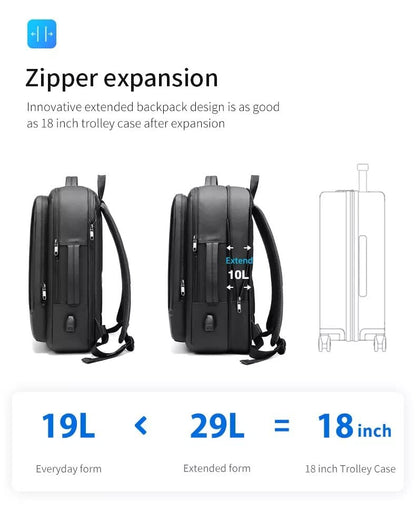 17/15.6" Business laptop backpack, PU Travel backpack,carry on backpack, Expandable laptop backpack Women Men,college backpack (01#Standard, Grey) - color: 01#grey, style: 01#standard