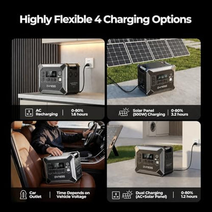 DYNESS Portable Power Station, 2048Wh, 2400W Output, LiFePO4 Battery - size: 2048Wh 2400W