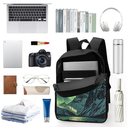 Laptop Backpack with Pocket, Large, Adjustable 17 Inch Bag, Waterproof | Northern Lights Computer Bag for Work, Breathable, Expandable Backpack for Women Men, Portable