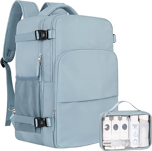 Sinaliy Travel Backpack for Women, Flight Approved Carry On Backpack, College Bag, Casual Daypack, Hiking Waterproof Business Bag | Waterproof 16 Inch Laptop Backpack for Work, College, Weekend, Business, Travel Bag with Wet Pocket, Light Blue - color: Li