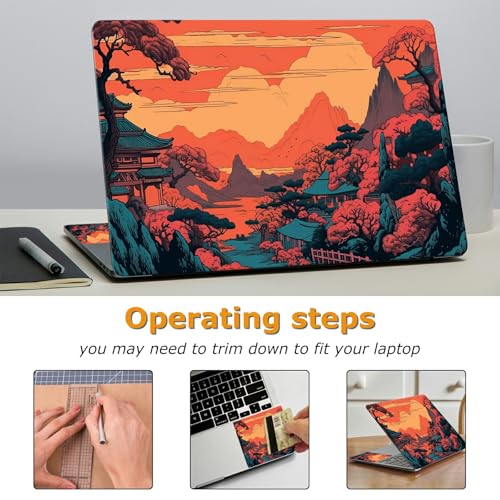 Universal Laptop Skin Sticker with 2 Wrist Pad Decals, 3-Piece Removable Vinyl Laptop Cover, Mountain Forest Waterproof Anti-Scratch, Easy-Trim Fit for 13.3" 14" 15.6" Laptops - color: Mountain Forest