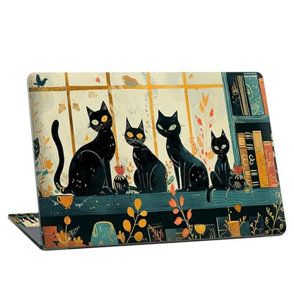 Universal Laptop Skin Sticker with 2 Wrist Pad Skins, Waterproof Scratch Resistant Vinyl Laptop Cover Decal, Cut to Fit for 11–15.6 Inch MacBook HP Dell Lenovo, Black Cats - color: Black Cats
