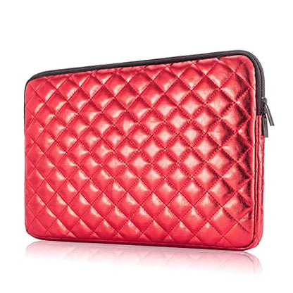 TRIUMPH VISION Puffy Laptop Sleeve Pouch Case Protective Bag Lined Padded | Puffy Laptop Case 11 12 in Quilted Leather Protection Shockproof Cushion Padding Fashion with Pocket Safe Red - color: Red Quilted, size: 11-12 Inch
