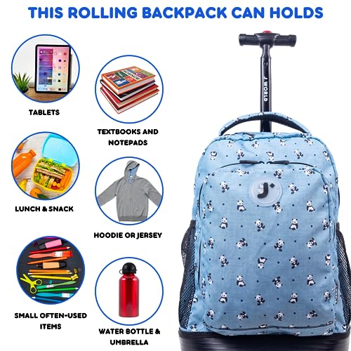 J World Sunny Rolling Backpack for Kids. Roller Bag With Wheels, Panda - color: Panda