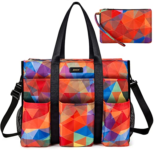 IBFUN Women - Utility Tote Bag with 24 Pockets and Laptop Compartment, Work Tote for Women - color: B4-l-color, size: Large