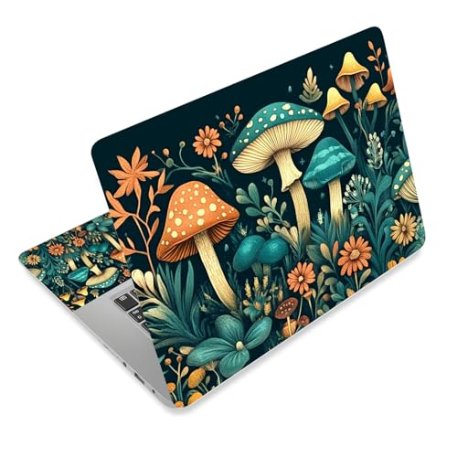Aesthetic Laptop Skin Cover,12-15.6 Inch Universal Vinyl Sticker Decal,Waterproof Scratch-Resistant Notebook Wrap,Removable Residue-Free Protector,Mushroom Forest Fantasy - color: Mushroom Forest Fantasy