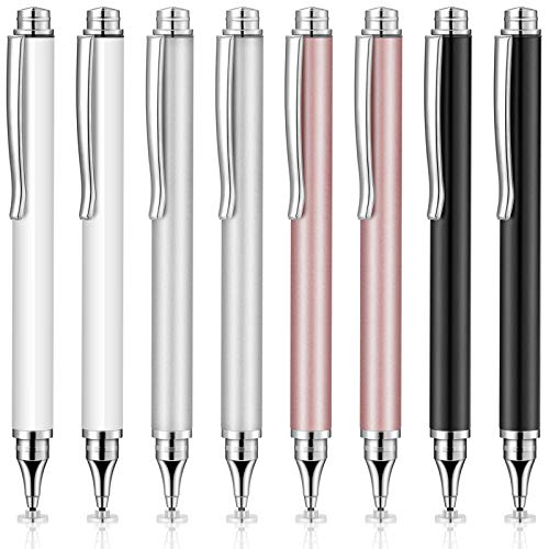 8 Pieces Capacitive Stylus Pens for Touch Screen, Universal Disc Fine Point Stylus Pens for Most Touch Screen Smart Devices, 4 Colors