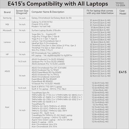Smatree 14 inch Laptop Sleeve for Acer Swift 14AI Copilot+PC/Aspire 5 A514 | for 14 inch Acer ConceptD 3 CN314-72-53F0,Aspire Vero Green AV14-51,Chromebook 514/314/Spin 514/Vero 514 (E415) - size: 14 inch/E415