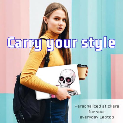 Universal Laptop Skin Sticker Decal, Compatible with MacBook HP Dell Lenovo 12"-15.6", Reusable Vinyl Notebook Cover 3PCS Set, High-Recognition Film-Skeleton Drinking Pink Smoothie - color: Skeleton Drinking Pink Smoothie