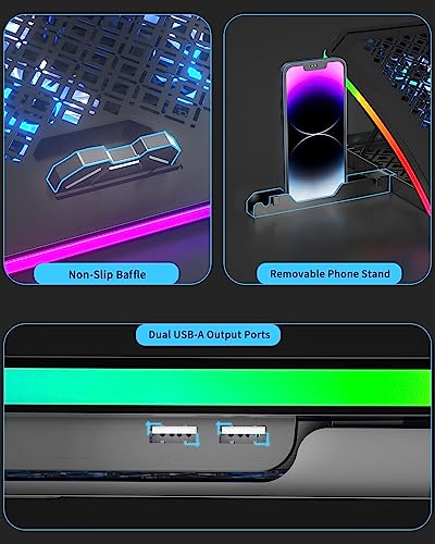 KeiBn 6 Fans & 8 Fans Blue Laptop Cooling Pad, Laptop Cooler for 15.6-17.3 Inch Laptops with 7 Height Stands, 2 USB Ports,10 RGB Modes