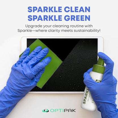 Sparkle Anti-Reflective Eco Friendly Lens Cleaner Spray Kit | (2x) 2oz Glasses Cleaner Bottle + (2x) Microfiber Cloth for Eyeglasses, Lenses, Screens and Sunglasses Cleaning Kit (4 Piece Set) - size: 2 Fl Oz (Pack of 2), style: 2x2oz Lens Spray + 2 Microf