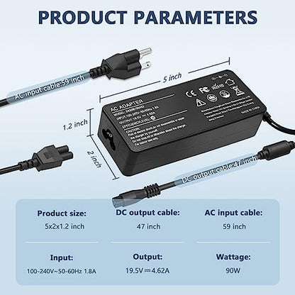90W Universal AC Adapter Laptop Charger Compatible with HP Dell Acer Asus Toshiba IBM Sony Fujitsu Gateway Notebook Ultrabook Chromebook Power Supply Cord with 16 Connectors