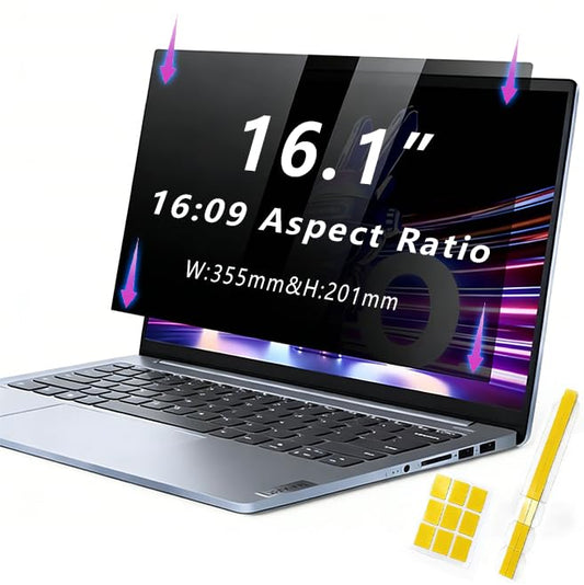 Laptop Privacy Screen 16.1 Inch 16:09 , Anti-Spy Privacy Filter with Anti-Glare Blue Light Protection, Removable Computer Monitor Shield for HP Lenovo Dell Acer Asus ThinkPad Envy XPS (16.1" (16:9, 14.0×7.9 in)) - size: 16.1" (16:9, 14.0×7.9 in)