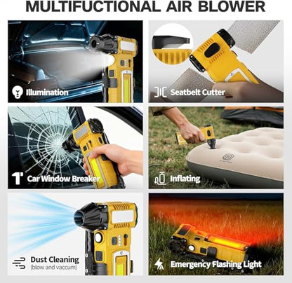 Compressed Air Duster,7-in-1 Electric Mini Dust Blower with LED Light, 2 Battery 8000mAh 300000RPM Rechargeable Air Duster for PC Keyboard Computer Car Vents Electronics Cleaner Home and Outdoor