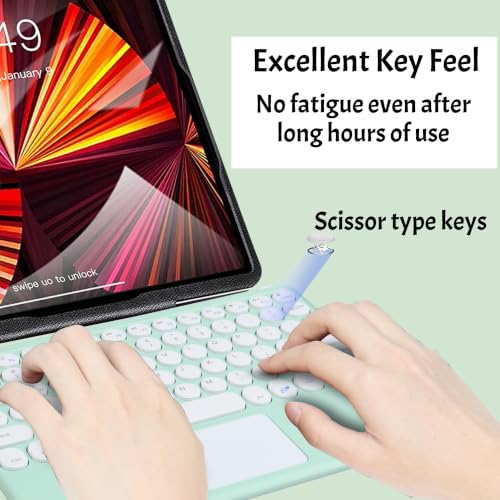 Thanice Wireless Keyboard with Touchpad,Ultra-Slim Portable Rechargeable Bluetooth Keyboard,Ipad Keyboard with Trackpad for iPad/iPad Pro and Other iOS Android Windows Devices (Green) - color: green