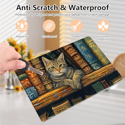 Laptop Skin Sticker Decal 15.6 Inch,12 13 13.3 14 15 15.6 in Laptop Netbook Skins for Notebook,Art Decal Removable Waterproof Scratch Resistant,Universal Vinyl Cover,Bookshelf Cat - color: Bookshelf Cat