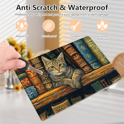 Laptop Skin Sticker Decal 15.6 Inch,12 13 13.3 14 15 15.6 in Laptop Netbook Skins for Notebook,Art Decal Removable Waterproof Scratch Resistant,Universal Vinyl Cover,Bookshelf Cat - color: Bookshelf Cat