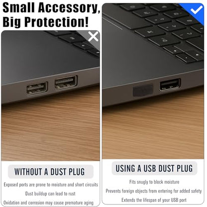 10-Pack USB Port Dust Covers – Black USB Protector Caps for USB-A Ports on Laptops, TVs, Routers & More