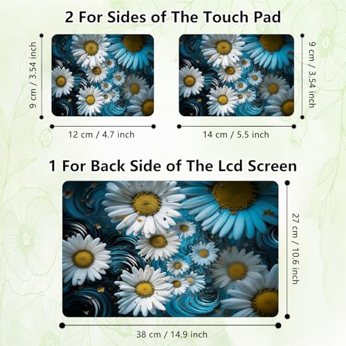 Laptop Skin Sticker Decal, Universal Reusable Vinyl Laptop Cover for 12" 13" 13.3" 14" 15" 15.4" 15.6" Notebook PC, Waterproof Scratch-Resistant with 2 Wrist Pads, Easy to Apply & Remove,Small Daisy - color: Small Daisy