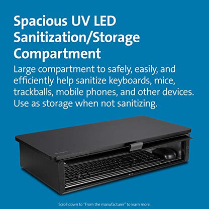 Kensington Monitor Stand Riser UVStand™ with UV Disinfection Compartment, Computer Monitor Stand with Storage Drawer, Desktop Monitor Riser for Monitor Up to 34", Black K55100WW 27" x 14" x 7"