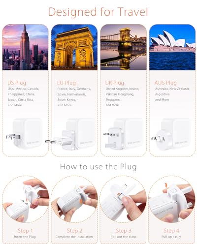 100W GaN USB C Charger Block, 4-Port Portable Fast Wall Charger with Foldable Plug & Travel Adapters, Fast Charging Station for iPhone 17/16/15 Pro Max/Plus, MacBook, ipad, Samsung, Laptop