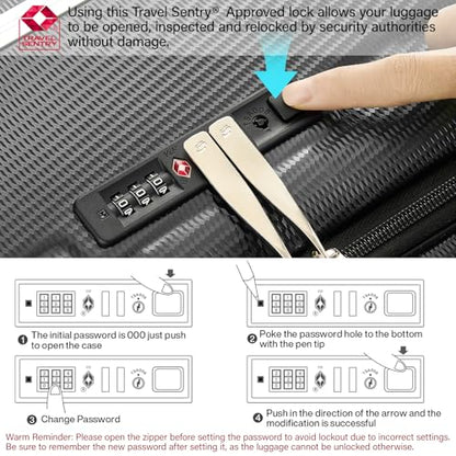 Hanke Multifunctional 26 Inch Hard Shell Suitcases with Wheels Travel Approved Luggage Large Rolling Suitcase Checked Luggage for Women Men(Jet Black) - color: Jet Black, size: Multifunctional Checked 26 Inch