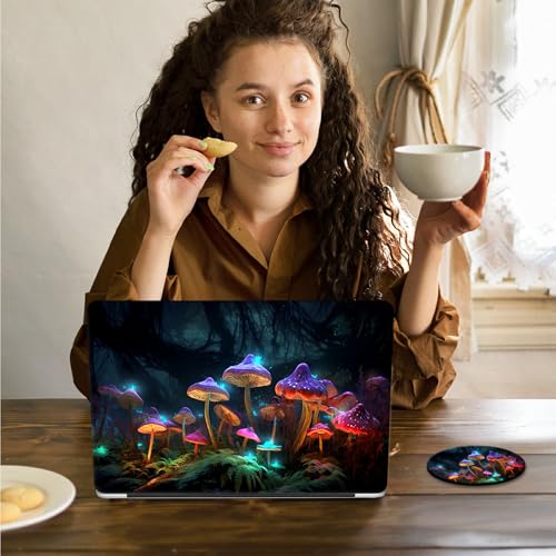 Laptop Skin Sticker Decal 15.6 Inch,12 13 13.3 14 15 15.6 in Laptop Netbook Skins for Notebook,Art Decal Removable Waterproof Scratch Resistant,Universal Vinyl Cover,Glitter Mushroom Forest - color: Glitter Mushroom Forest