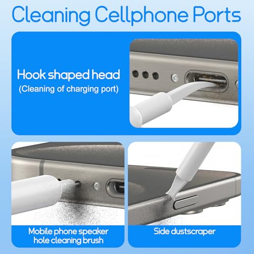 32-in-1 Keyboard Cleaning Kit iPhone Charging Port Speaker Cleaner | Multifunction Clean Tools for Airpods iPad MacBook Keyboard Earbuds Camera Computer Laptop Screen Electronics (White) - color: White