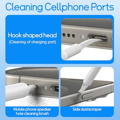 32-in-1 Keyboard Cleaning Kit iPhone Charging Port Speaker Cleaner | Multifunction Clean Tools for Airpods iPad MacBook Keyboard Earbuds Camera Computer Laptop Screen Electronics (White) - color: White
