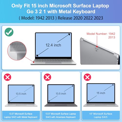 May Chen Compatible with Microsoft Surface Laptop Go 3 Go 2 Go 1 12.4 Inch Model 1943 2013 (2023 2022 2020 Release), Plastic Hard Shell Case with Screen Protector + Keyboard Cover, Crystal Black - color: Crystal Black