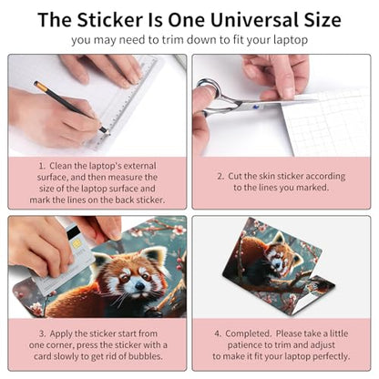 15.6 Inch Laptop Skin Sticker, Reusable Vinyl Cover Protector with 2 Wrist Pad Skins, Removable Waterproof Scratch-Resistant for 12-15.6 Inch Laptop Notebook,Red Panda - color: Red Panda