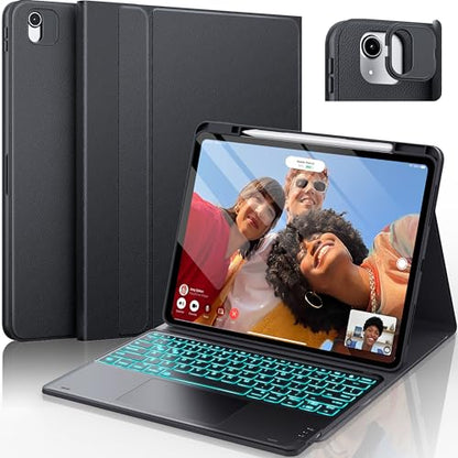 CHESONA for iPad Air 13 Inch(M4/M3/M2)&Pro 12.9(3rd-6th) Case with Keyboard | Magnetic Detachable Keyboard, 7-Color Backlit, Multi-Touch Trackpad, Smart Sleep/Wake, Stain-Resistant Cover, Black - color: Light black
