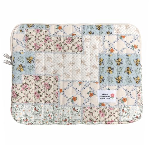 Cute Bow Puffy Laptop Sleeve 13-15 Inch Cute Quilted Laptop Protective Case Padded Bow Computer Sleeve for MacBook (Patchwork, 13inch) - color: patchwork, size: 13inch