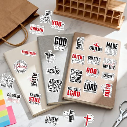 100 Pcs Bible Verse Christian Stickers Religious Faith Sticker | Prayer Bible Stickers, Matte Waterproof Vinyl, Scripture Faith, Religious Decals for Luggage Laptop Journal - style: Bible Verse